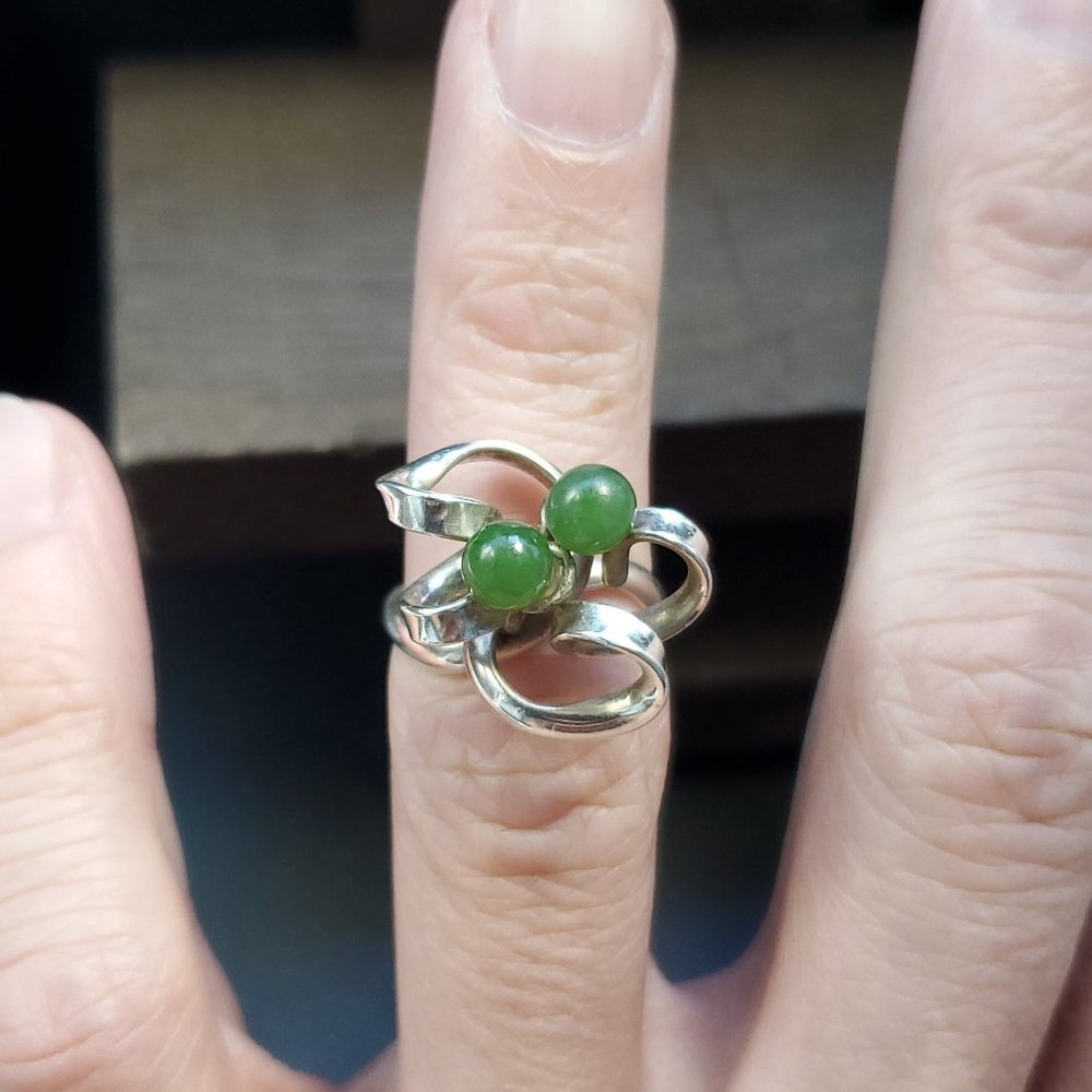 Size 4.5 Sterling Silver Handmade Chrysoprase Stone Ring